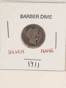 lot 76 image: 1911 Barber Dime - Silver - rare