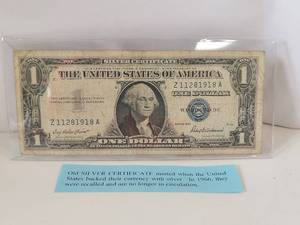 lot 88 image: 1957 Silver Certificate $1 dollar bill