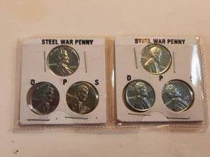 lot 94 image: 1943 Steel warwheat pennies - D, P, and S mints - Qty 2