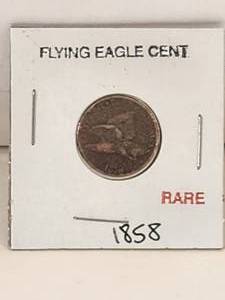 lot 115 image: 1858 Flying Eagle Cent - rare coin