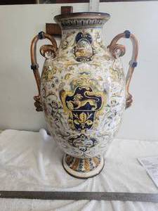 lot 105 image: Tall hand crafted handled vase - signed by artist - Made in Italy