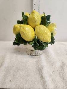 lot 225 image: Hand crafted lemons in bowl decor - Made in Italy - has chip