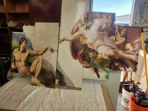 lot 121 image: Creation of Adam by Michelangelo - wall art