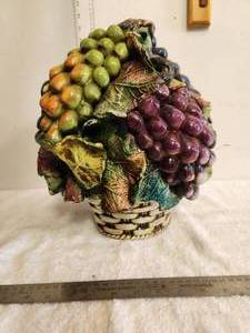 lot 176 image: Hand crafted fruit in basket - Made in Italy - has chip