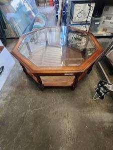 lot 72 image: Vintage glass top table