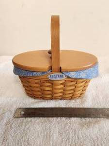 lot 56 image: Longaberger Collectible Basket - 2000 Century Celebration - Cheers Basket - liner and protector