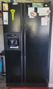 lot 1 image: WHIRLPOOL FRENCH DOOR REFRIGERATOR MODEL ED25PEXHB00 IN WORKING CONDITION AS SHOWN. ITEMS WILL BE CLEANED OUT. CHECK IT OUT