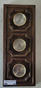 lot 65 image: DECORATIVE THERMOMETER, BAROMETER, HUMIDITY METER PLAQUE AS SHOWN. APPROX. 19 X 8