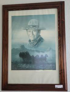 lot 76 image: LARGE 74 X 28 JOHN WAYNE FRAME AS SHOWN.