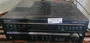lot 90 image: OPTIMUS STAV-3780 AUDIOVIDEO RECEIVER WITH TWO SPEAKERS AS SHOWN.