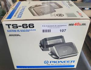 lot 107 image: PIONEER SPEAKER SET TS-66 IN BOX AS SHOWN.