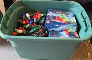lot 158 image: CONTAINER LOT OF CHRISTMAS LIGHTS AS SHOWN.