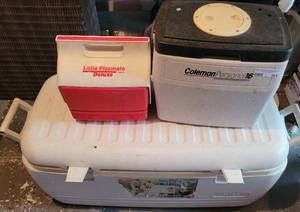 lot 163 image: POLAR 120 MARINE ICE CHEST PLUS COOLERS AS SHOWN.
