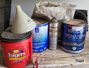 lot 202 image: LOT OF PAINTS AND MORE AS SHOWN.