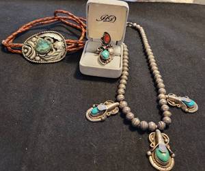 lot 248 image: NECKLACES AND RING AS SHOWN.