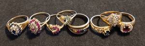 lot 254 image: (8) 10K GOLD RINGS AS SHOWN. (SOLD 8 X THE MONEY)