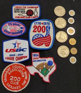 lot 262 image: BOWLING PATCHES AND MORE AS SHOWN.