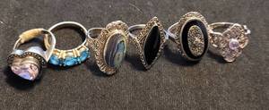 lot 250 image: (6) SILVER RINGS AS SHOWN. (SOLD 6 X THE MONEY)