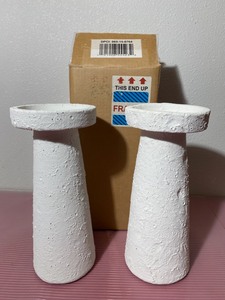 lot 2 image: Lot of 2 - New Opalhouse Jungalow Terracotta Candle Holder Model#065 15 8764, 12 H x 5 Diag - Chalk White
