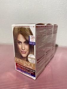 lot 14 image: Lot of 3 - New Loreal Paris Excellence Creme Hair Color 7.5N Neutral Dark Blonde