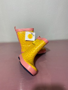 lot 25 image: New Sun Squad Girls Rain Boots Size M(78) Pink & Orange Polka Dot
