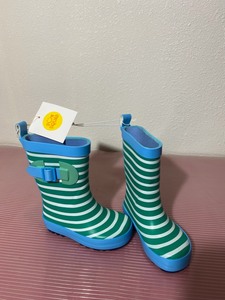 lot 26 image: New Sun Squad Rain Boots Size S(56) Blue, Green & White Stripes