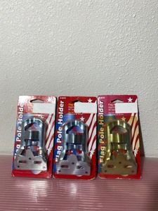 lot 29 image: Lot of 3 - New Flag Pole Holders Plated Steel Model# U-9378 Holds Poles 34 In Diameter