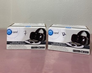 lot 38 image: Lot of 2 - New Onn Virtual Reality SmartPhone Headset Model# 0NA17VR001 - White