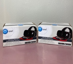 lot 39 image: Lot of 2 - New Onn Virtual Reality SmartPhone Headset Model# 0NA17VR004 - Red