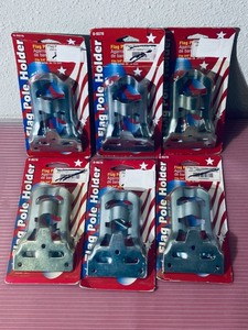 lot 54 image: Lot of 6 - New Flag Pole Holders Plated Steel Model# U-9378