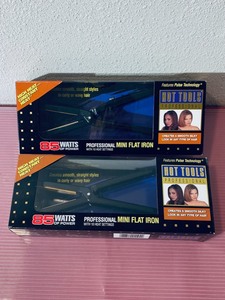 lot 83 image: Lot of 2 - New Hot Tools Professional Mini Flat Iron 85 Watts of Power with 10 Heat Settings - Black