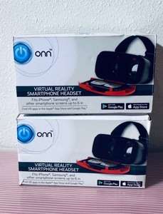 lot 92 image: Lot of 2 - New Onn Virtual Reality SmartPhone Headset Model# 0NA17VR004 - Red