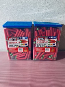 lot 99 image: Lot of 2 Boxes - New Dart Zone Sure Shot Dart Refills - Up To 90 Feet - Total 400 Darts - Model# PTXT350 - 1221