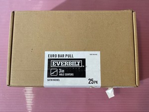 lot 100 image: New Everbilt Euro Bar Pull - 25PK - 3 Hole Centers - Satin Nickel