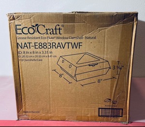 lot 101 image: New Eco Craft Grease Resistant Eco-Flute Window ClamShell Model# NAT-E883RAVTWF 8 x 8 x 3 516 - Natural