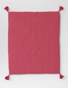 lot 111 image: New Threshold Textured Knit Throw Blanket With Tassels In Pink