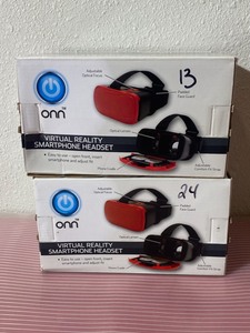 lot 119 image: Lot of 2 - New Onn Virtual Reality SmartPhone Headset Model# 0NA17VR004 - Red