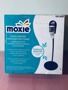 lot 122 image: New Moxie Hand Sanitzer Dispenser With Stand Model #0914685 Touchless Operation