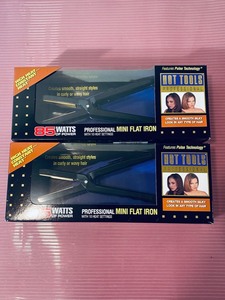lot 136 image: Lot of 2 - New Hot Tools Professional Mini Flat Iron 85 Watts of Power with 10 Heat Settings - Black