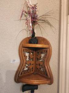 lot 39 image: Home Sweet Home corner wood shelf