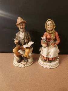 lot 62 image: Selection of 2 vintage porcelain figures - Old man on Bench & Elderly woman on bench
