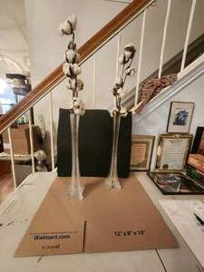 lot 64 image: Pair of tall glass vases