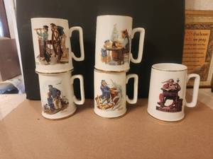 lot 68 image: Selection of Norman Rockwell Museum Coffee Mugs - 1985