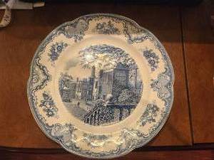 lot 99 image: Vintage Johnson Brothers - Old Britain Castles - Blue - Round Serving platter