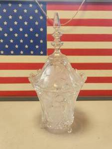 lot 129 image: French antique crystal glass cut lidded dish