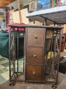 lot 127 image: Wood and metal cd-dvd holder