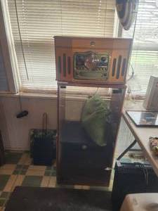 lot 113 image: Electro Brand - AMFM - CD - Record player and Sony stereo cabinet