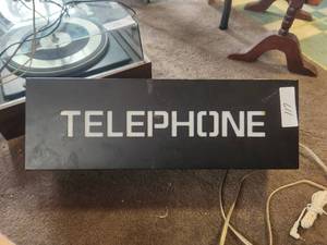 lot 117 image: Metal light up Telephone sign - needs bulbs