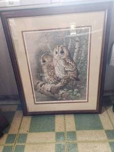 lot 162 image: Framed and matted print by Raymond Watson - The Tawny Owl - hand signed by artist - 22 x 26