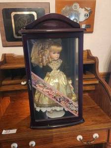 lot 218 image: Limited Edition Little Ladies porcelain doll in wood and glass cabinet